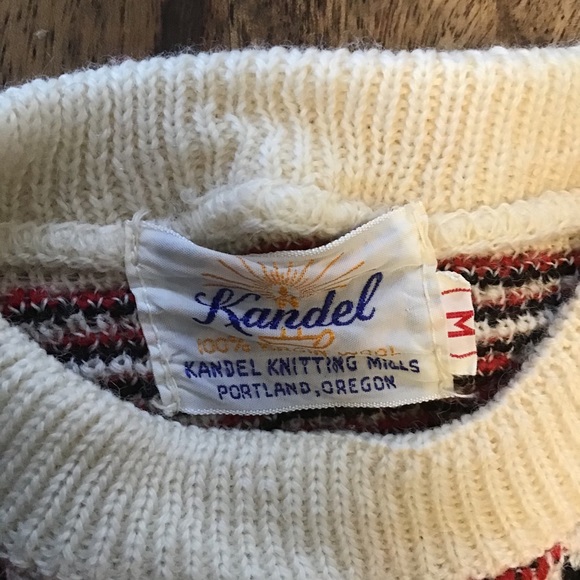 Kandel Nordic Knit Cream Black Red Wool Sweater - Picture 3 of 4